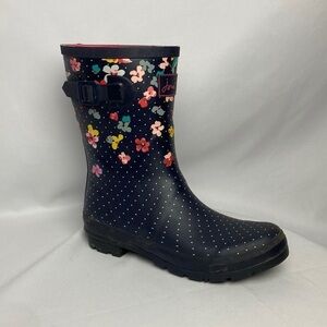 Joules navy blue floral rainboots 11
